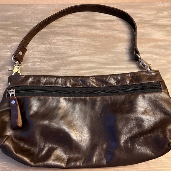 TANO Brown Leather Shoulder Handbag, Made in Italy - Picture 4 of 4